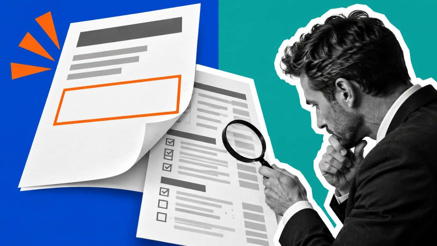 Man analyzing documents with magnifying glass for MSP contract review.